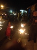 Dennis and Isayoy sharing in some Christmas Eve pyrotechnics.